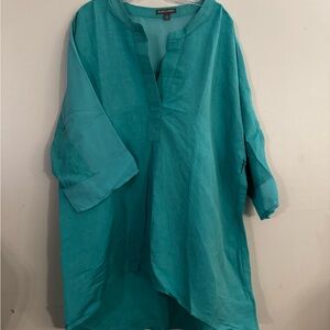 Jessica London Teal Linen Tunic Blouse